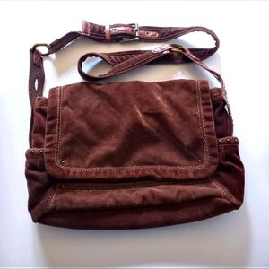 FOSSIL Flip-Fold Suede/Leather Crossbody Messenger